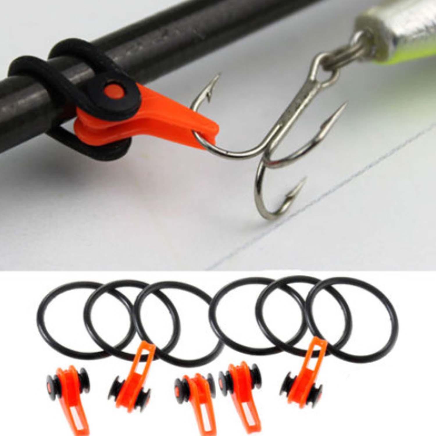 5 Pcs Pancingan Plastik Gaet Kiper Umpan Umpan Pemegang dan Cincin Karet Kecil Pancing Accessory Oranye-Internasional