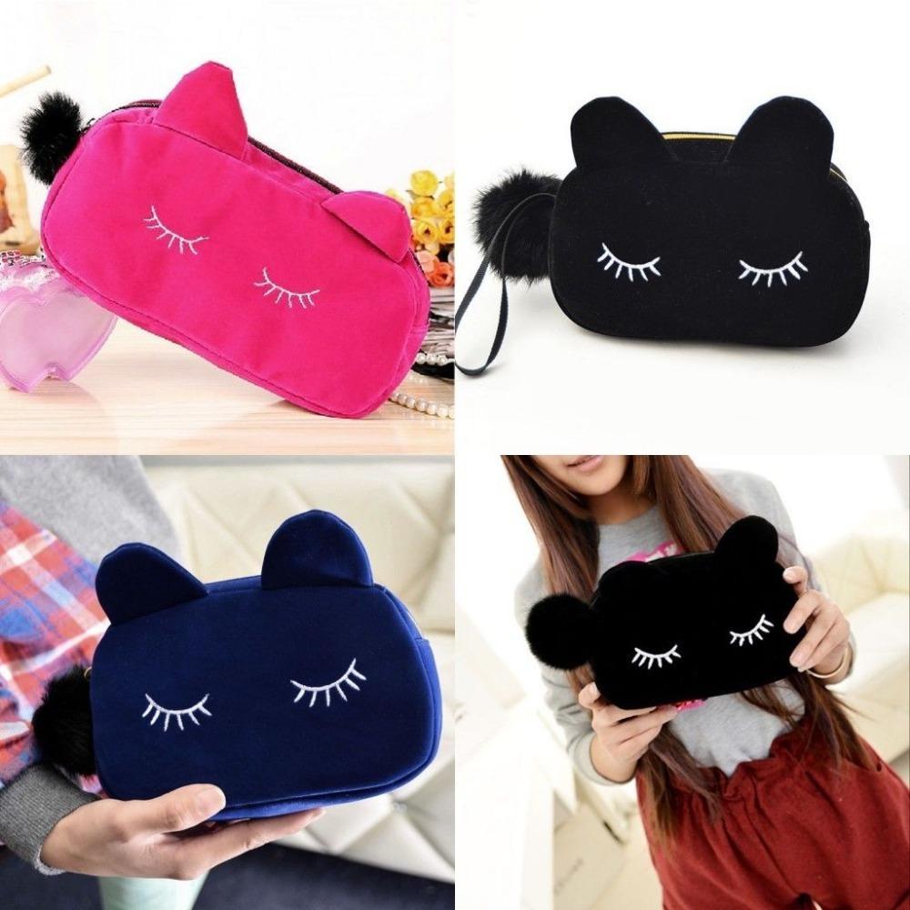 Tas Genggam Dompet Wanita Cute Cat- Tas Fashion Dompet Make Up Dompet Serbaguna Dompet Hp Dompet Koin - Warna Random