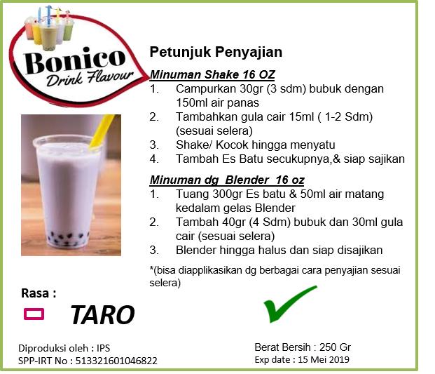 BONICO TARO powder 250gr Bubuk minuman UBI UNGU drink flavor powder Milk shake