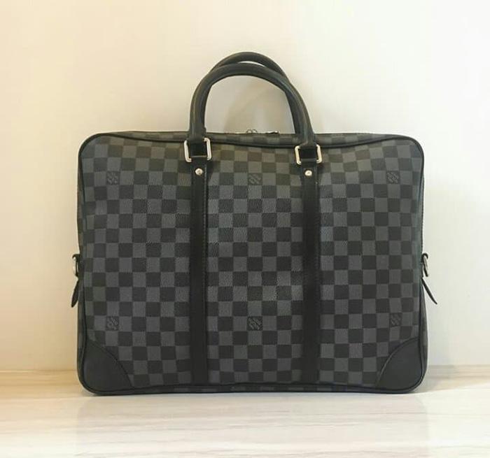 ASLI!!! Tas Lv Portee Document Bag Damier Graphite Mirror Quality
