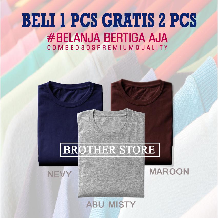 Kaos polos beli 1 gratis 2 pcs Maroon Abu Misty Nevy Premium