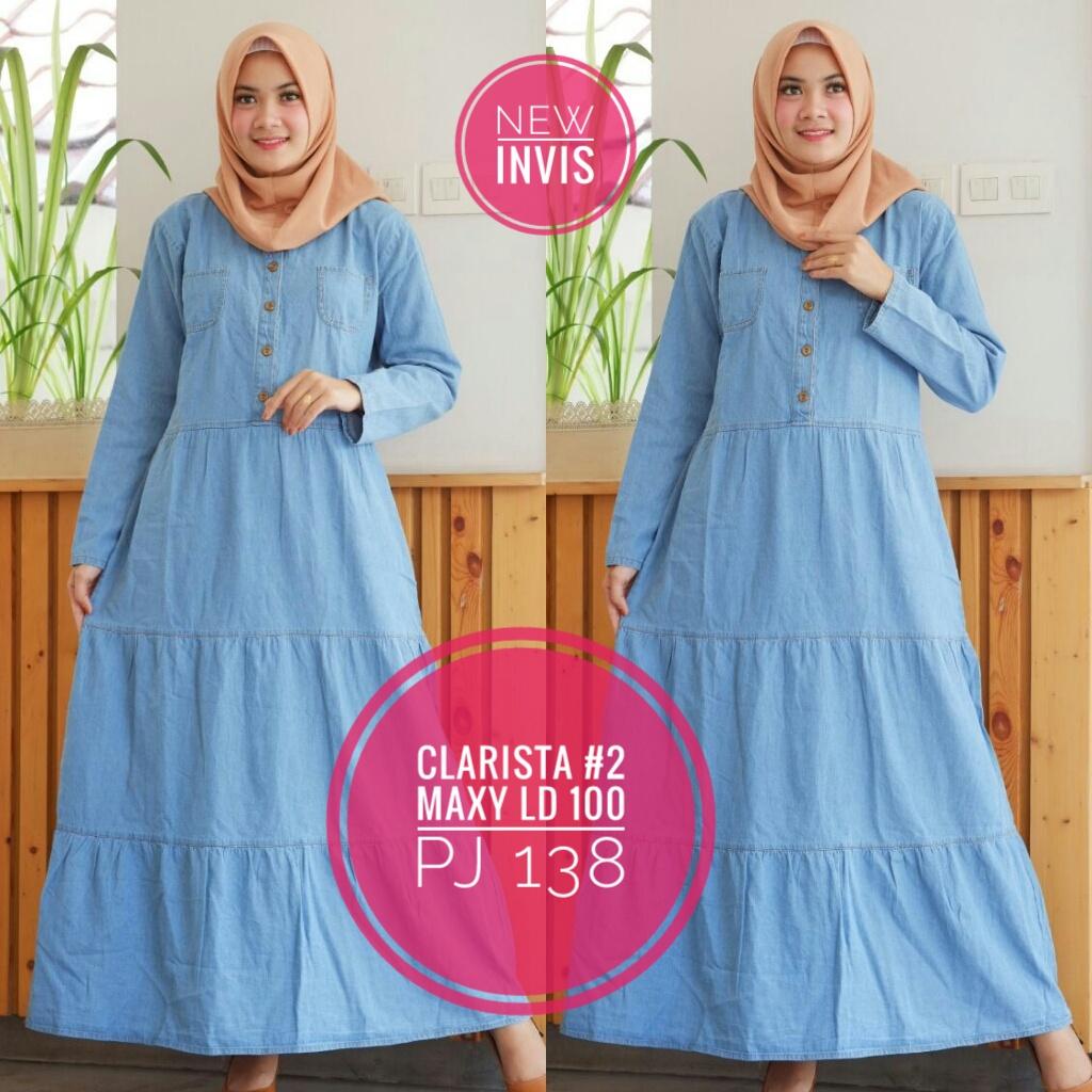 Gamis Clarista#2 - Maxy Dress - Gamis Jeans Wash - Gamis Model Terbaru
