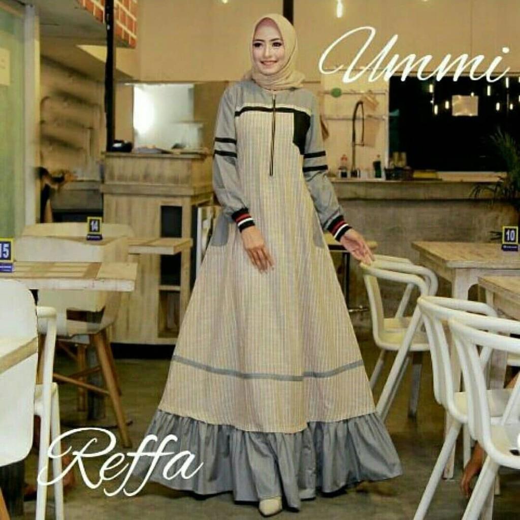 Dress Muslim Murah Gamis Hijab REFA DRESS PR001 Konveksi Baju Wanita (Grey)