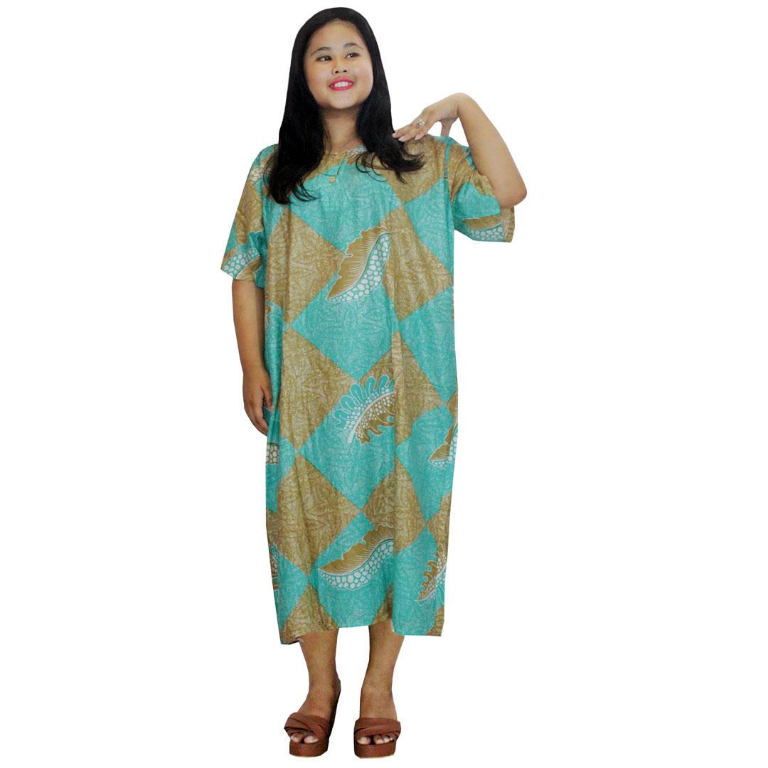 Daster Jumbo Lengan Pendek Batik, Baju Tidur Jumbo, Piyama Jumbo, Kancing, Daster Bumil - Busui (DPT003-60) Batik Alhadi
