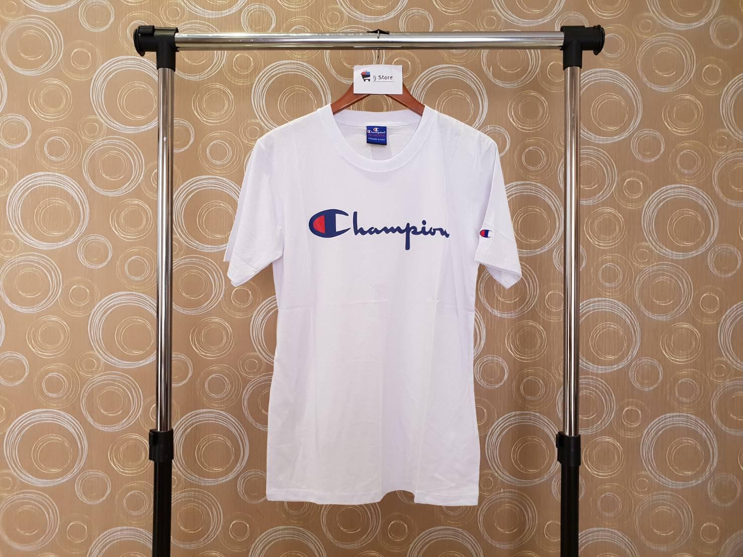 Kaos champion logo import distro high quality putih unisex