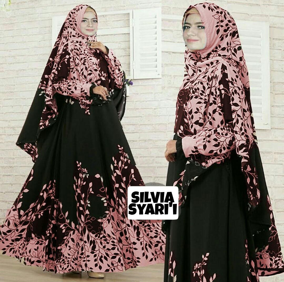 KS Silvia Syari maxmara motif asli Maxi Busui Fit XL Besar LD 110 Gamis kekinian Gratis Bergo Panjang Baju lebaran