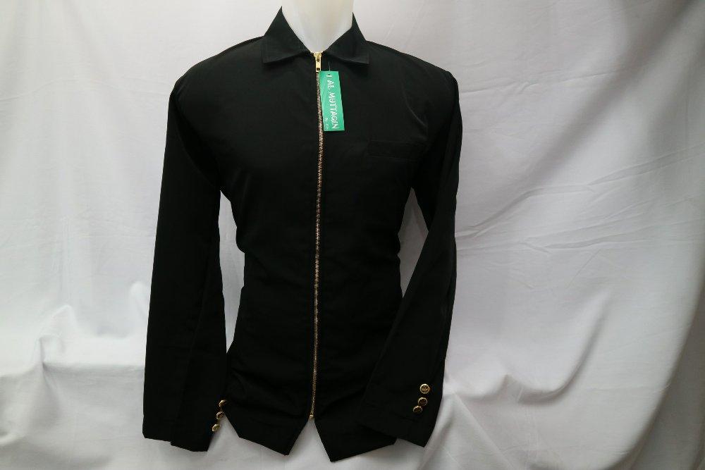 Jas Koko Jasko Hitam Polos Sleting Jasket Baju Koko Lengan Panjang Kemeja Baju Muslim Gamis Pria Al Muttaqin Tanah Abang JSK 004 di lapak Al Muttaqin Collection produsenbajukoko