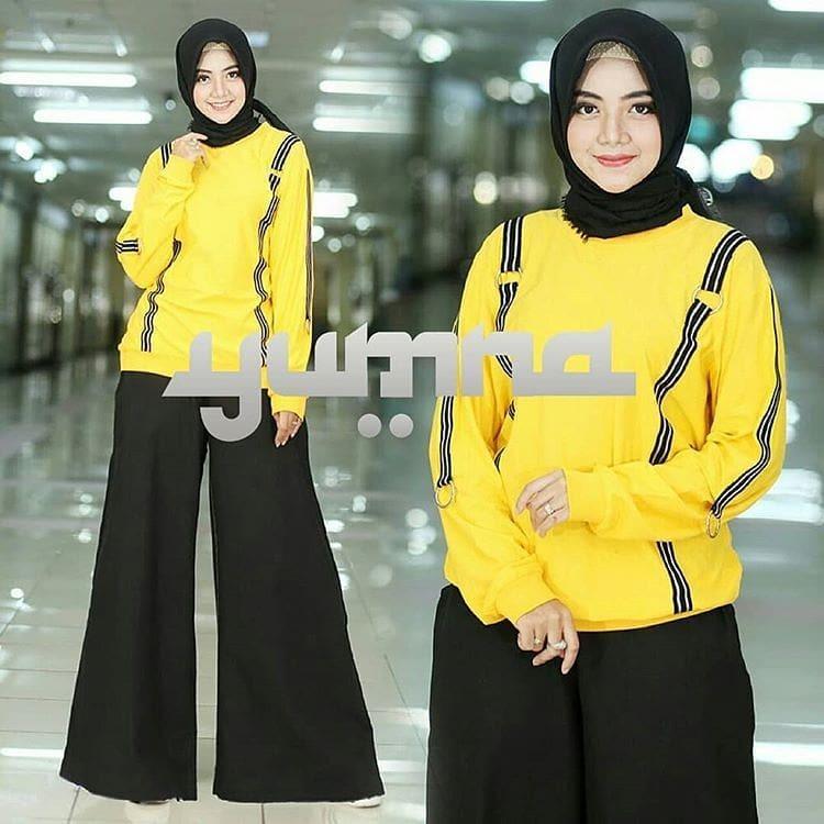 Baju Original Lodie Set 2in1 Katun Combad Balotely Setelan Top Blouse Atasan + Kulot Rok Fashion Muslim Panjang Fashionable 2018