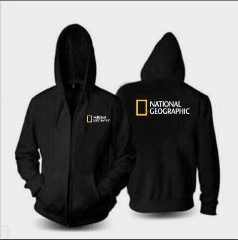 Harga Diskon!! JAKET ZIPPER HOODIE NATIONAL GEOGRAPHIC HITAM - ready stock