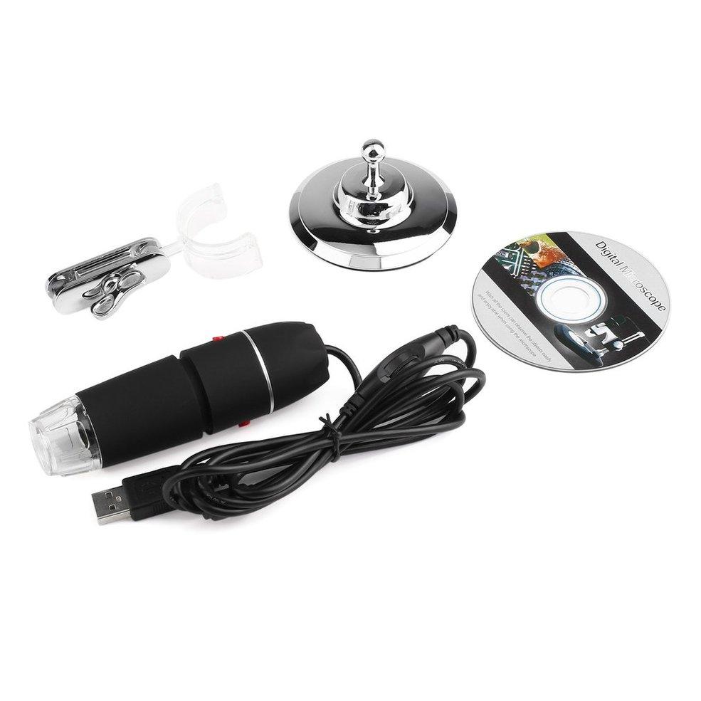 Qnstar 8 LED USB 500X Mikroskop Endoskop Pembesar Digital Kamera Video dengan Stand (Hitam)