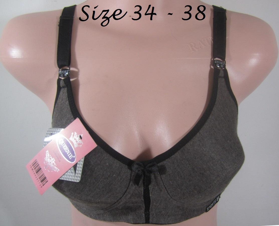 Bra / BH Wanita Tanpa Kawat Bahan Katun Queenie Misty ( 1 pc )