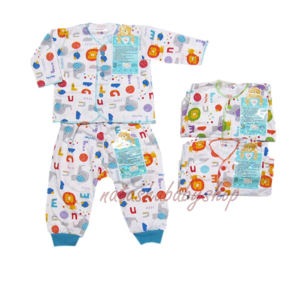 Libby 3 Setel Baju Panjang Dan Celana Panjang motif Elephant NB