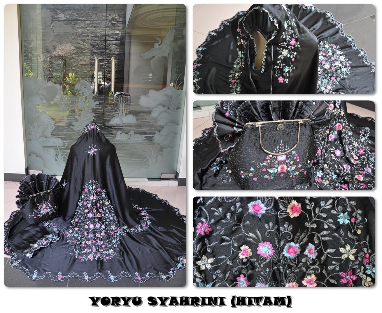 TERLARIS!!! MUKENA SATIN YORYU SYAHRINI HITAM mukena mewah / mukena dewasa / mukena tatuis / mukena anak / mukena bali / mukena katun jepang