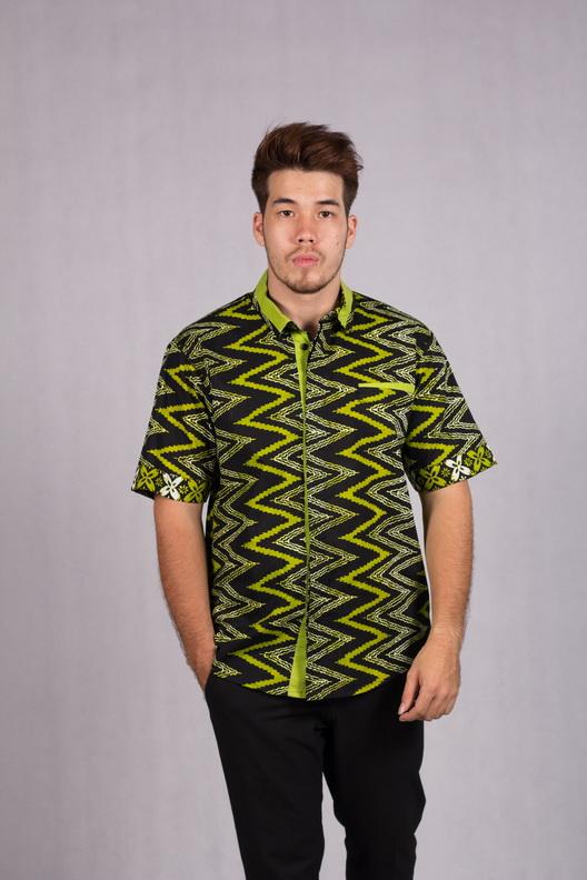 Kemeja Pria Lengan Pendek Bahan Katun Batik Printing Tanpa Furing Pakaian Kerja Batik Motif Rang-Rang Sanca SP308 Arcobaleno SAMBUT HARI BATIK NASIONAL 2018