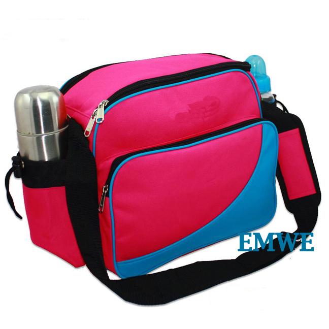 EMWE Baby Bag Mini tas slempang perlengkapan makan botol susu bayi Tas selempang Tempat Makan Bekal Anak Lunch Baby Box Bag 2in1 - HotPink