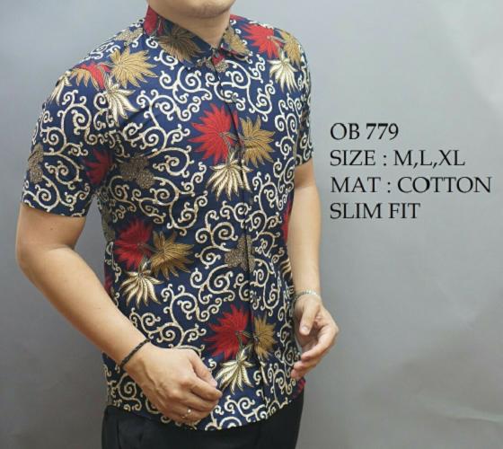 Baju Kemeja Batik Model Terbaru Slimfit Tangan Pendek Pria OB 779