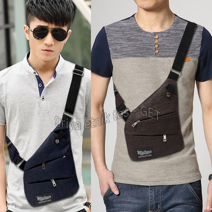 Tas selempang pria Slim Fit Anti Maling - Tas Cross body cowok Anti Thief Korea kekinian - Chest bag Anti Pencuri - Slingbag Laki laki Murah