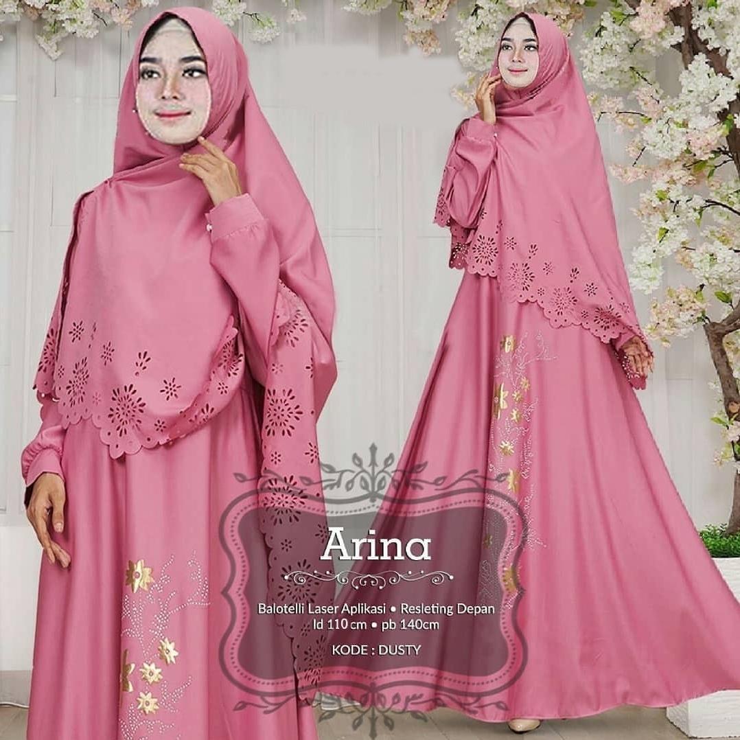 GAMI MURAH GAMIS KEKINIAN JUAL BAJU GROSIR BAJU MUSLIMAH GAMIS BUSUI KHIMAR SET SYARI MUSLIMA ARINA PINK