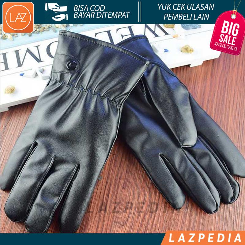 Laz COD - Sarung Tangan Motor Kulit Wanita Waterproof Touchscreen / Dengan Lapisan Waterproof Membuat Tangan Anda Tidak Licin Saat Kondisi Hujan Bahan PU Leather / Hitam - Lazpedia A58