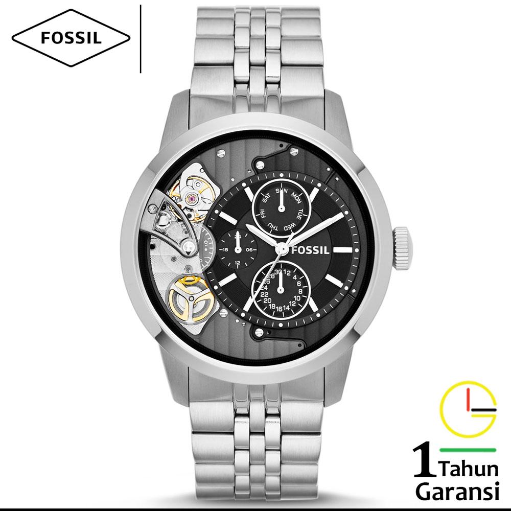 Fossil ME1135 Townsman Multifunction Jam Tangan Pria Tali Rantai Logam Stainless Steel Twist Quartz Otomatis