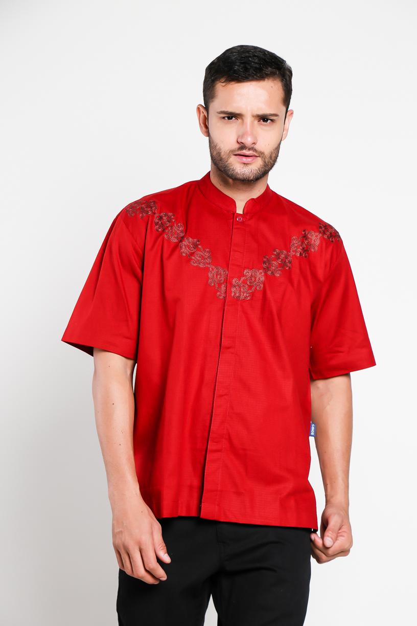 Aitana Baju Koko Pria Bordir YN-11712-SS Merah