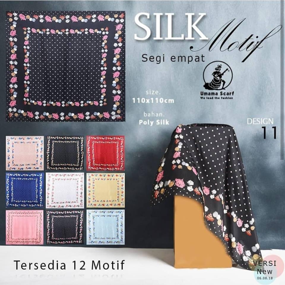 Hijab Segi Empat Motif bunga polkadot bahan satin / Jilbab Segi Empat Motif / Kerudung Segi Empat Motif /Hijab Segi Empat Umama scarf SILK