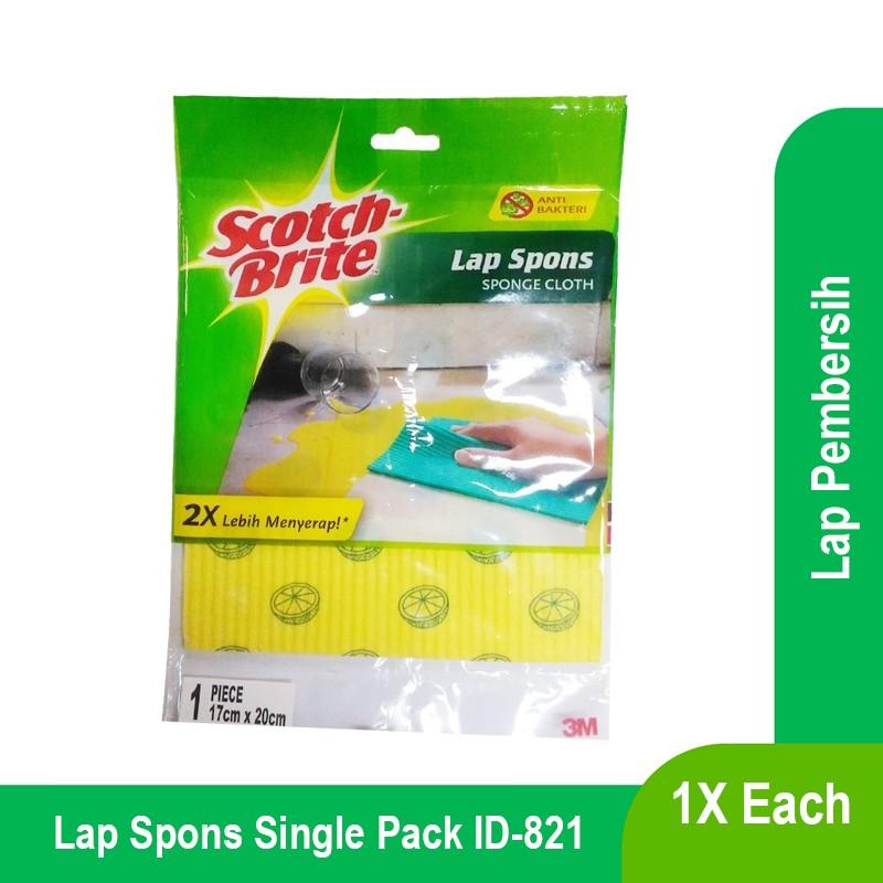 3M Scotch Brite Lap Spons Single Pack ID-821 - 1 Each - Untuk Membersihkan Alat Dapur