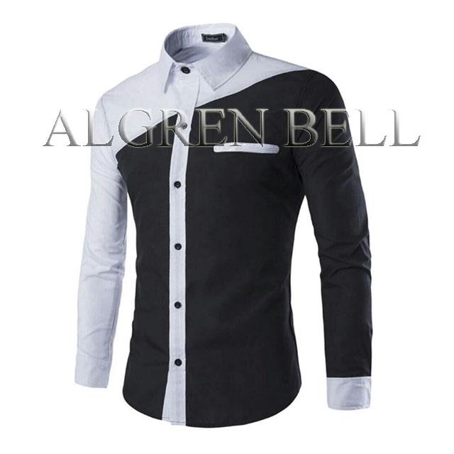 Algren Baju Hem Kemeja Pria Bell lengan panjang - Hitam / Slim fit / Casual / Polos / Kerja / Kantor / Katun / Kem Tangan Panjang Cowo / Atasan Cowok / Pakaian Laki laki Dewasa Slimfit