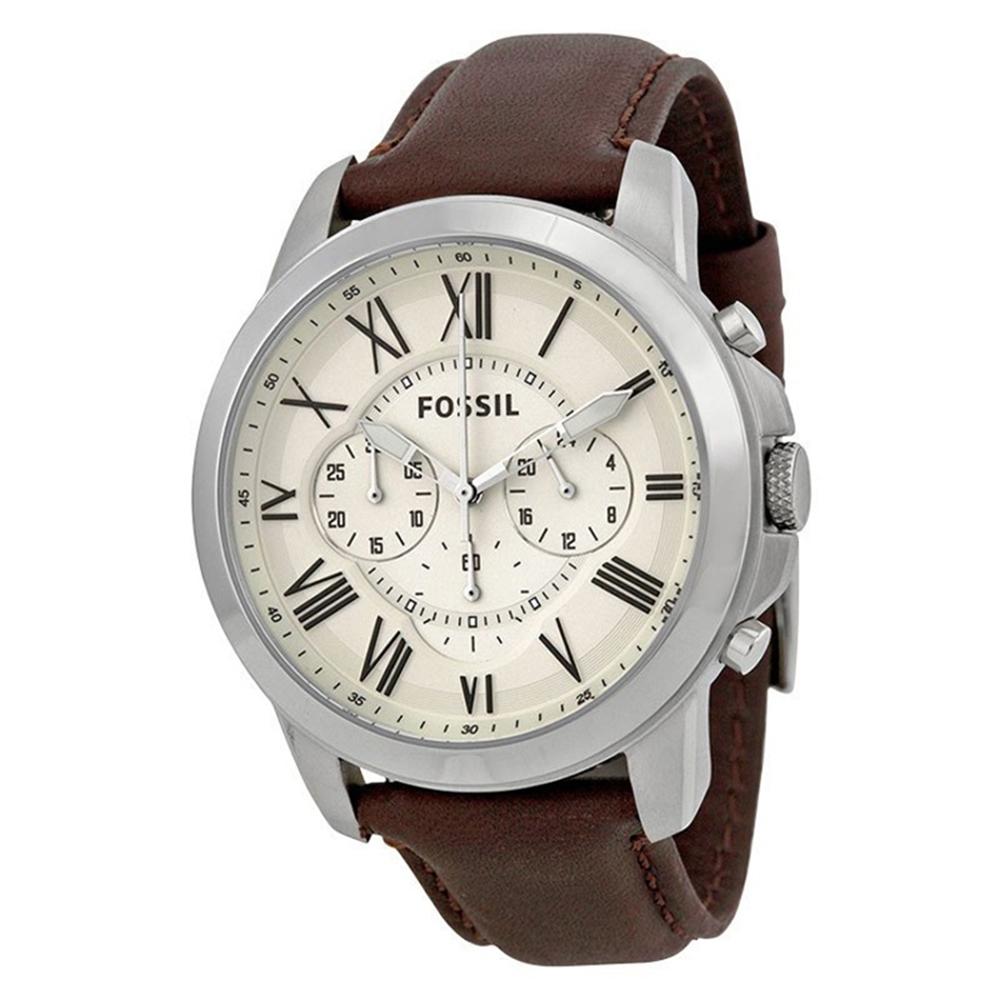 Fossil Grant Chronograph - Jam Tangan Pria - Coklat - Tali Kulit - FS4735
