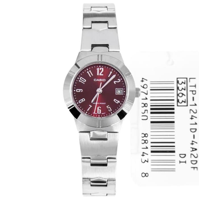 jam tangan casio wanita merah maroon ltp 1241d-4a2 diameter kecil ori