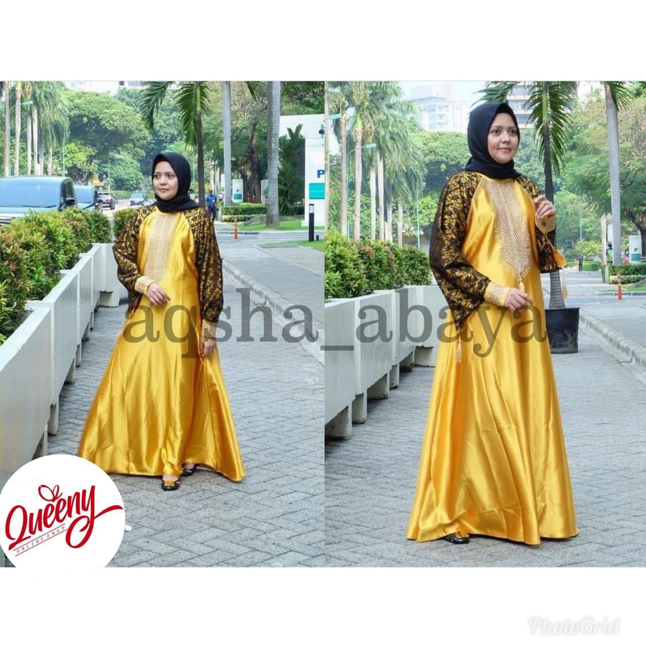 gamis abaya muslimah / abaya arab islami / abaya satin marbella fashion muslim kombinasi tangan brukat