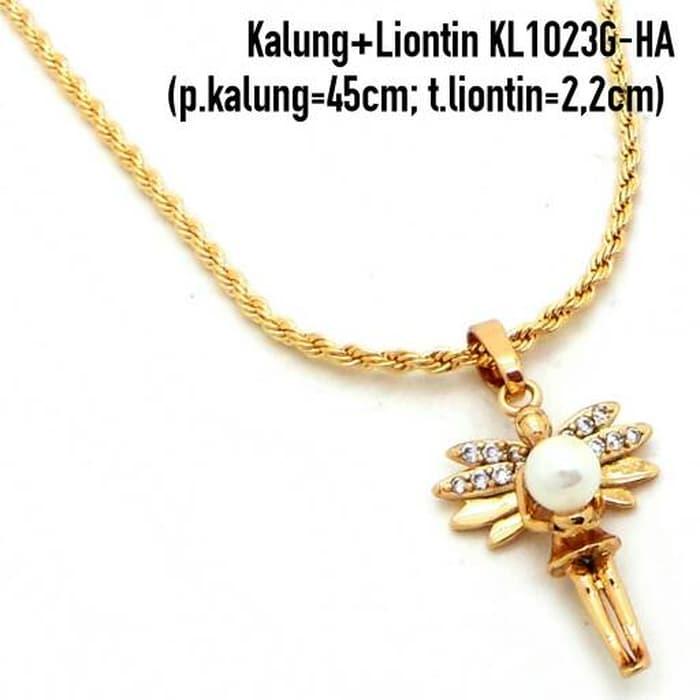 Kalung + Liontin Mutiara Perhiasan Lapis Emas Aksesoris Wanita KL1023G-HA