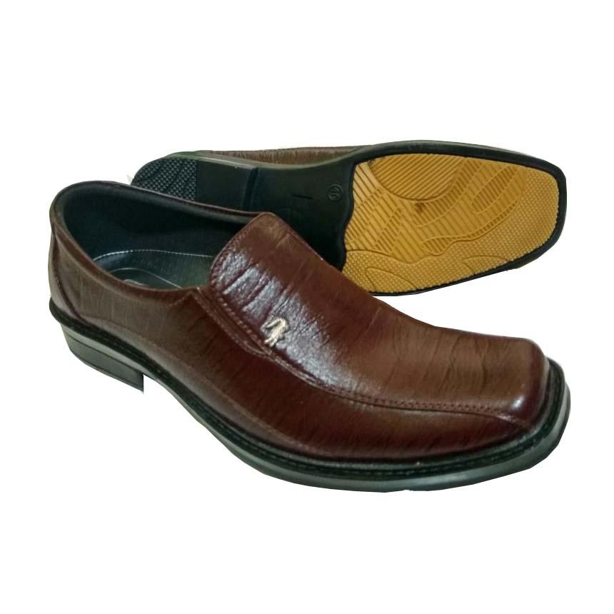 Sepatu Kerja Pria Kantor Pantofel Kulit Asli - Coklat