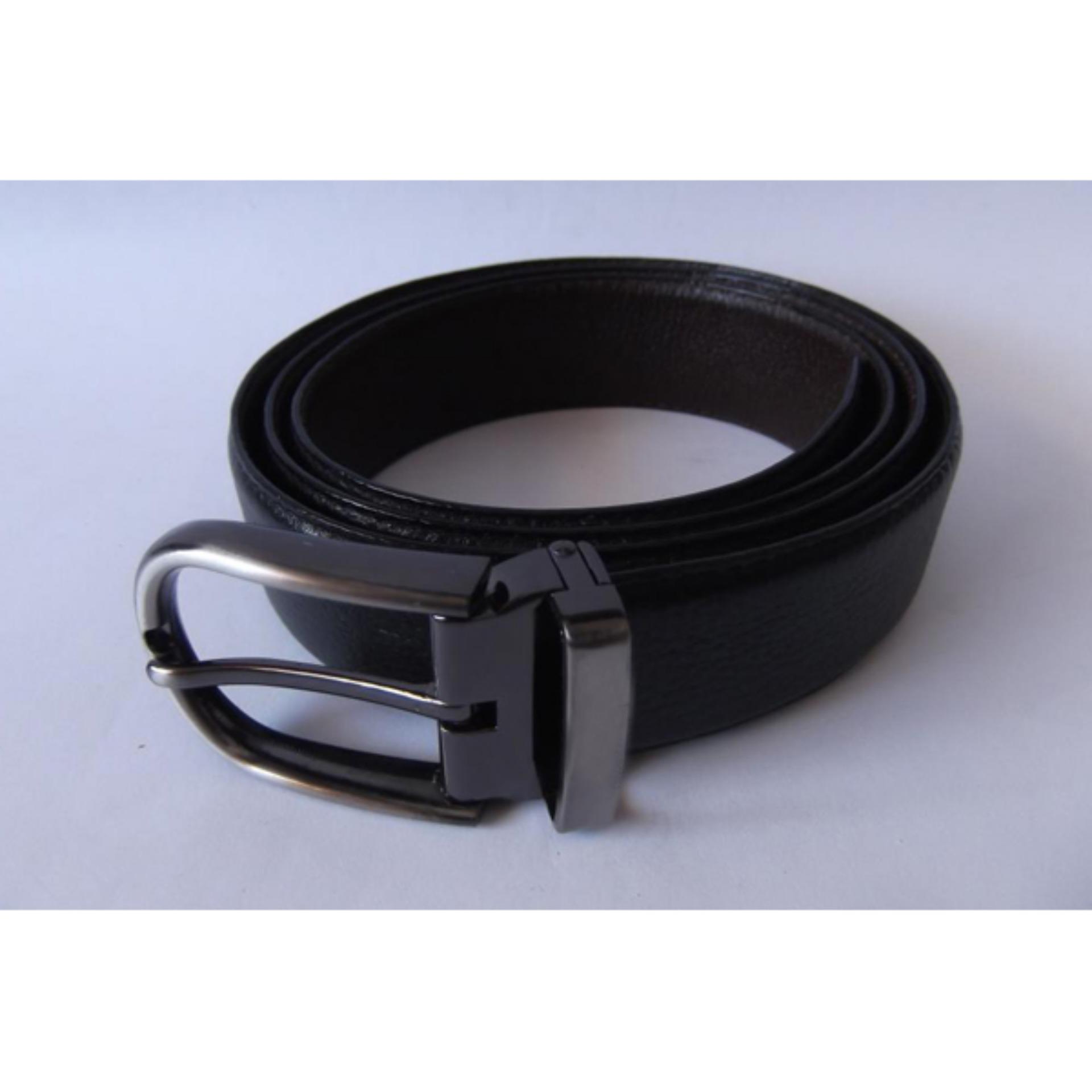 Sabuk Ikat Pinggang Gesper 100% Kulit Asli Pria Original - Hitam