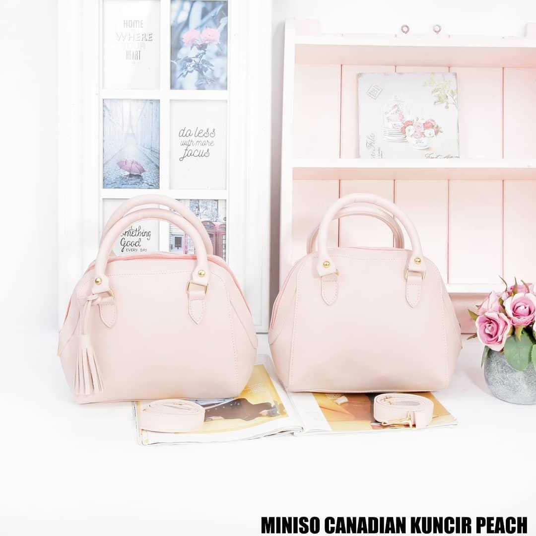 Tas Wanita Sling Bag Miniso Canadian Kuncir - Peach
