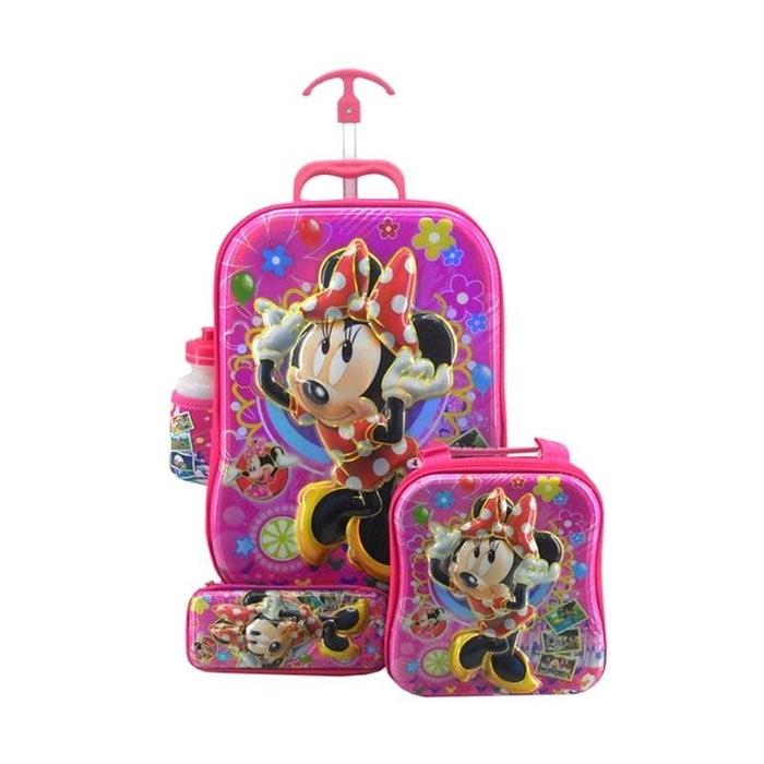 Sedang Diskon!! Tas Sekolah Troli Anak Koper Anak 4In1 6D Karakter Mickey Mouse 519 - ready stock
