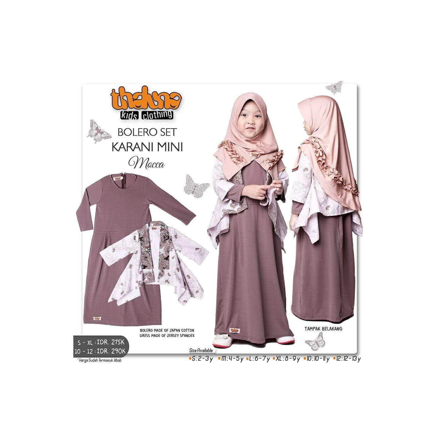 Gamis anak set jilbab - bolero batik anak - Baju keluarga - original