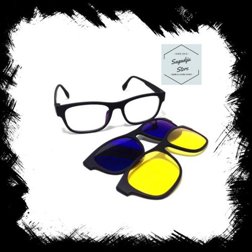 Kacamata Multi Lensa ASK VISION Fashion Sunglasses 3 in 1 Magnet (Polarized, Amber, Clear Lense)