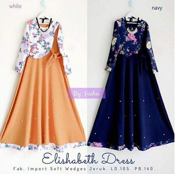 BPS Elishabeth Dress Gamis Wanita Dress Muslim Modern