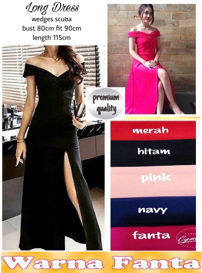 Popuri Fashion Baju Long Dress Sabrina Emelia Wanita - FANTA - Wedges Scuba Lengan Pendek Baju Dress Wanita Murah Kekinian Terbaru Gaun Pakaian Gaun Dress Wanita Dresss Gaun Dress Wanita Dres Gaun Panjang