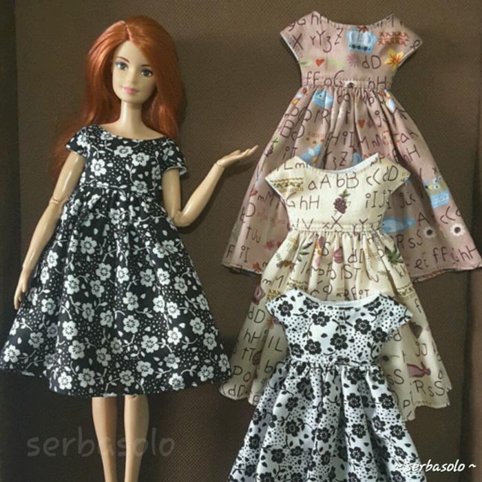 Baju Dress Babydoll Boneka Barbie Handmade - Qxhg4B