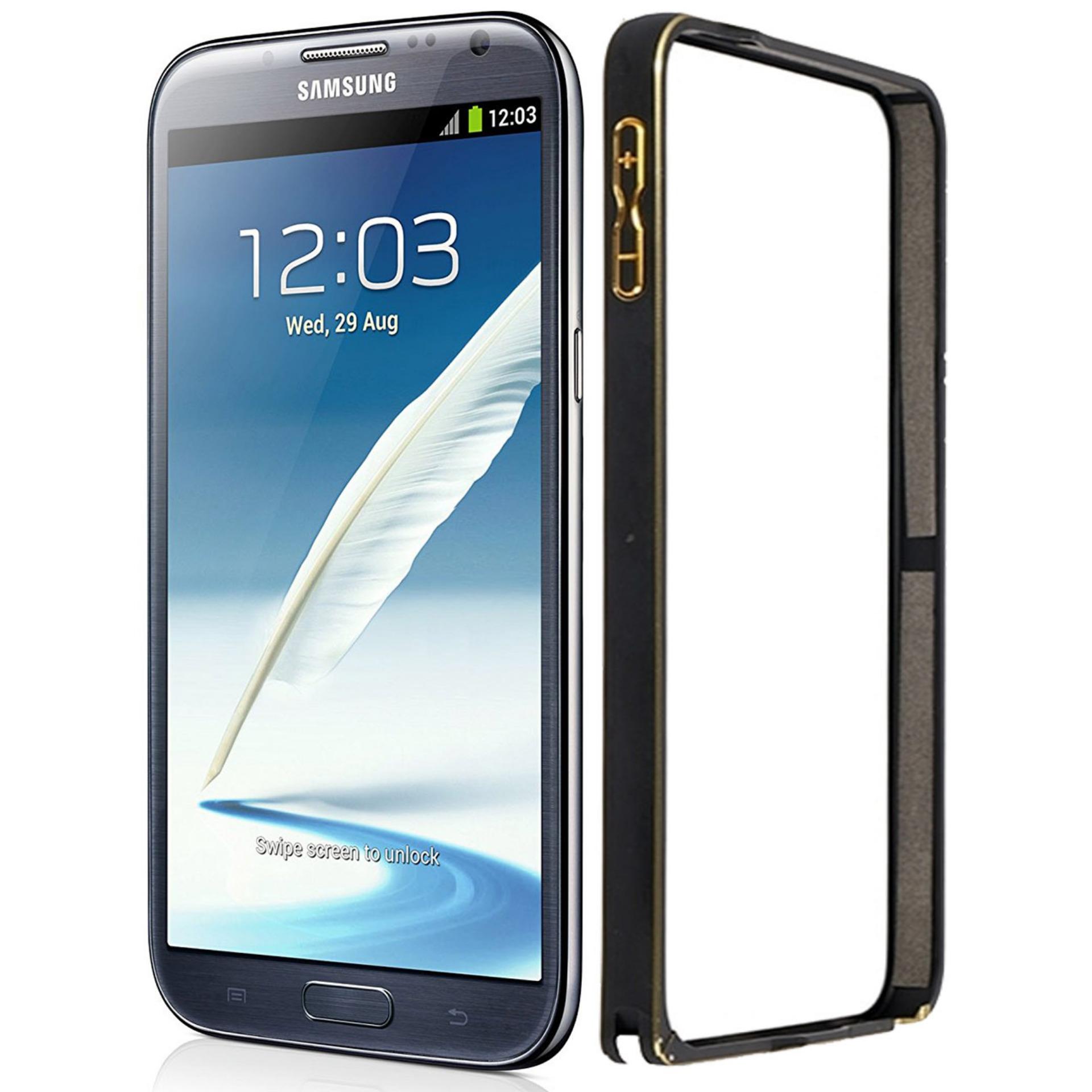 Aluminium Bumper Stainless Metal Bezel List for Samsung Galaxy Note 2 / N7100 / N7102 / Duos - Hitam