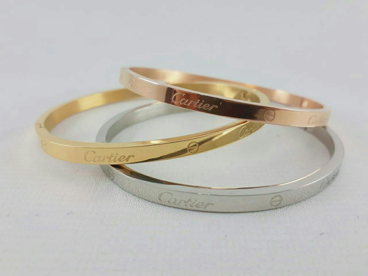 Gelang fashion wanita titanium cartier 1 set 3 pcs