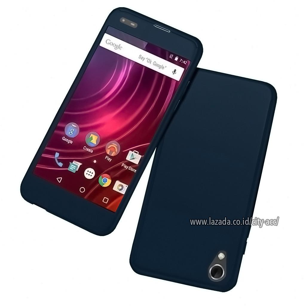 Case Front Back 360 Degree Full Protection for Infinix Hot 2 ( X510 ) - Dark Blue + Tempered Glass  