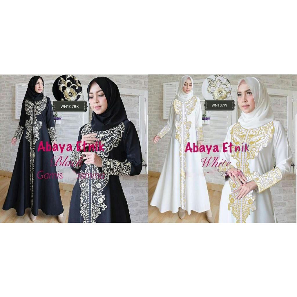 ABAYA ETNIK MURAH BAJUGROSIRCEWEK BAJU BUSANA MUSLIM WANITA (PUTIH)
