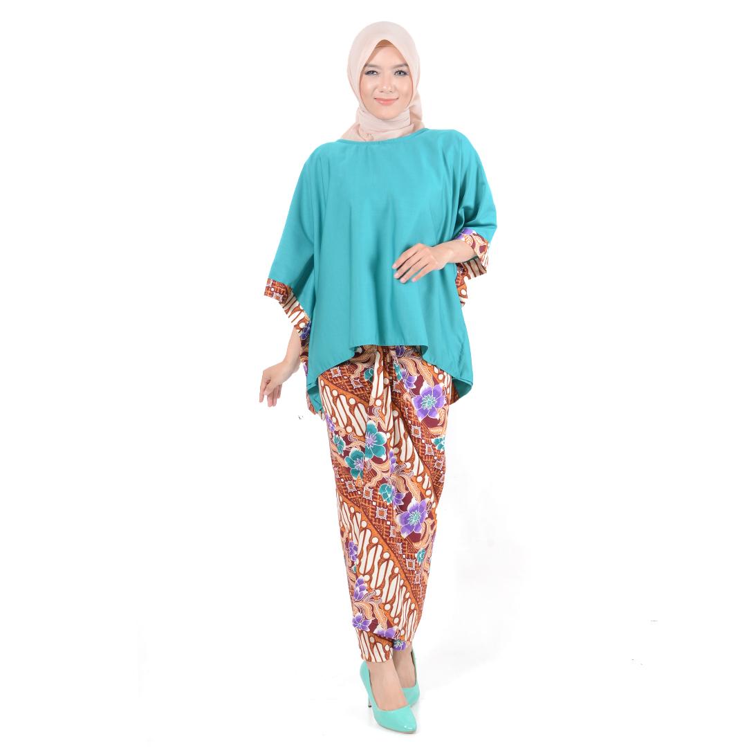 TREXCO Gamis Set Muslim 2 in 1 / Baju batik / Batik Wanita / Batik Muslim Indriyana - (4 Warna)