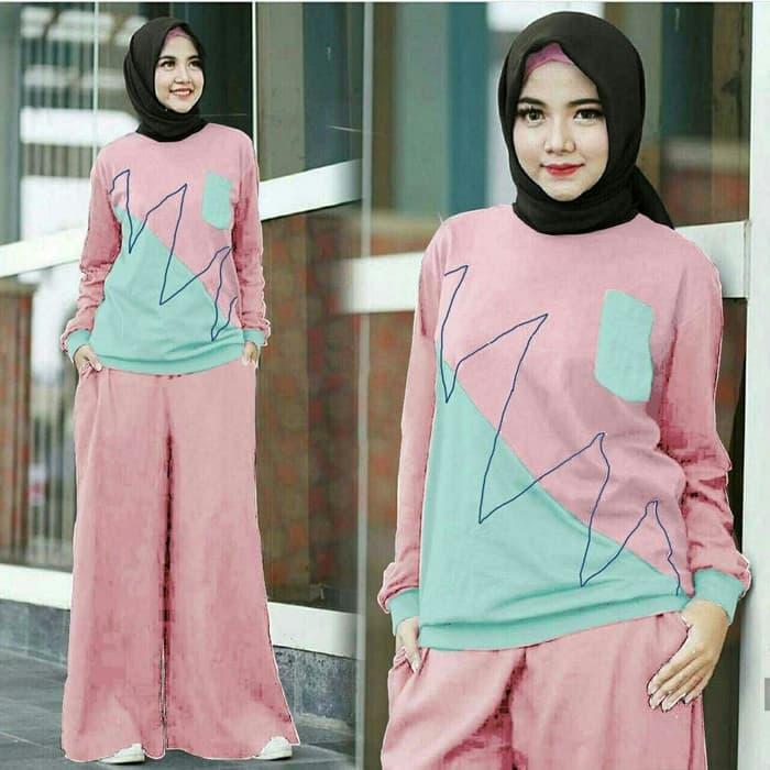 Yumna Set Pink Baju Setelan Muslim Busana Muslim Wanita