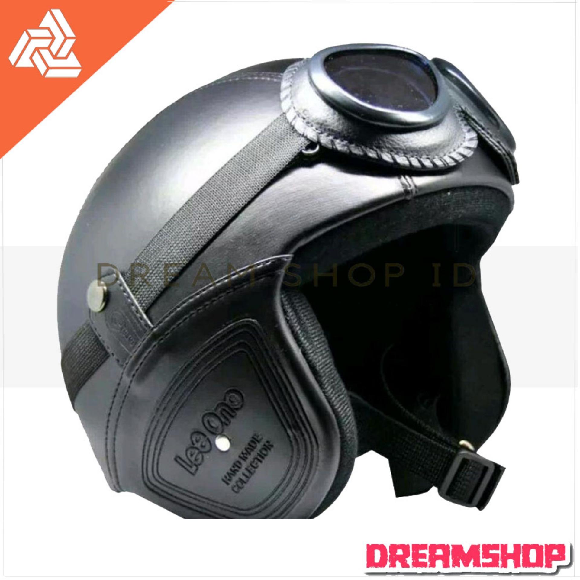Dream Helm Retro Bogo Vespa Classic + Kacamata - Hitam