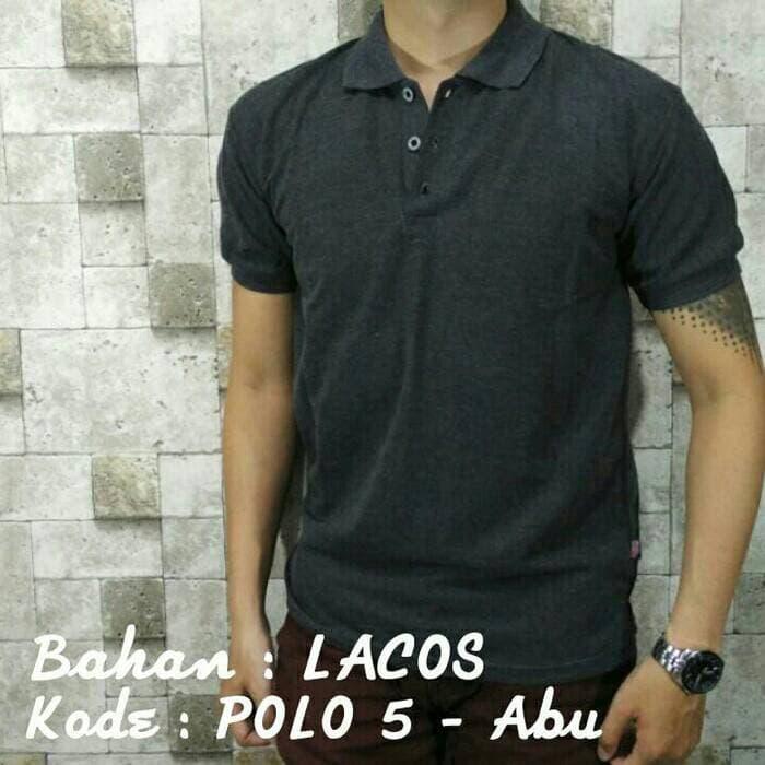 HARGA PROMO!!! kaos kerah polos abu tua bahan polo lacoste halus - mn2ygn