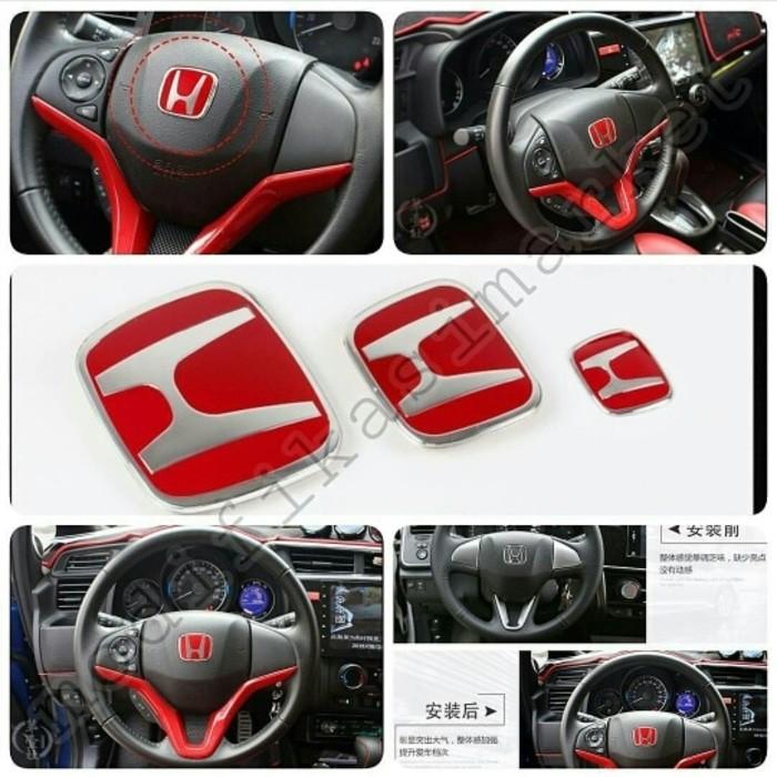 BEST SELLER Accessories !!! Emblem Stir Steer Honda Merah Hrv Brio Brv Mobilio Jazz City Civic -